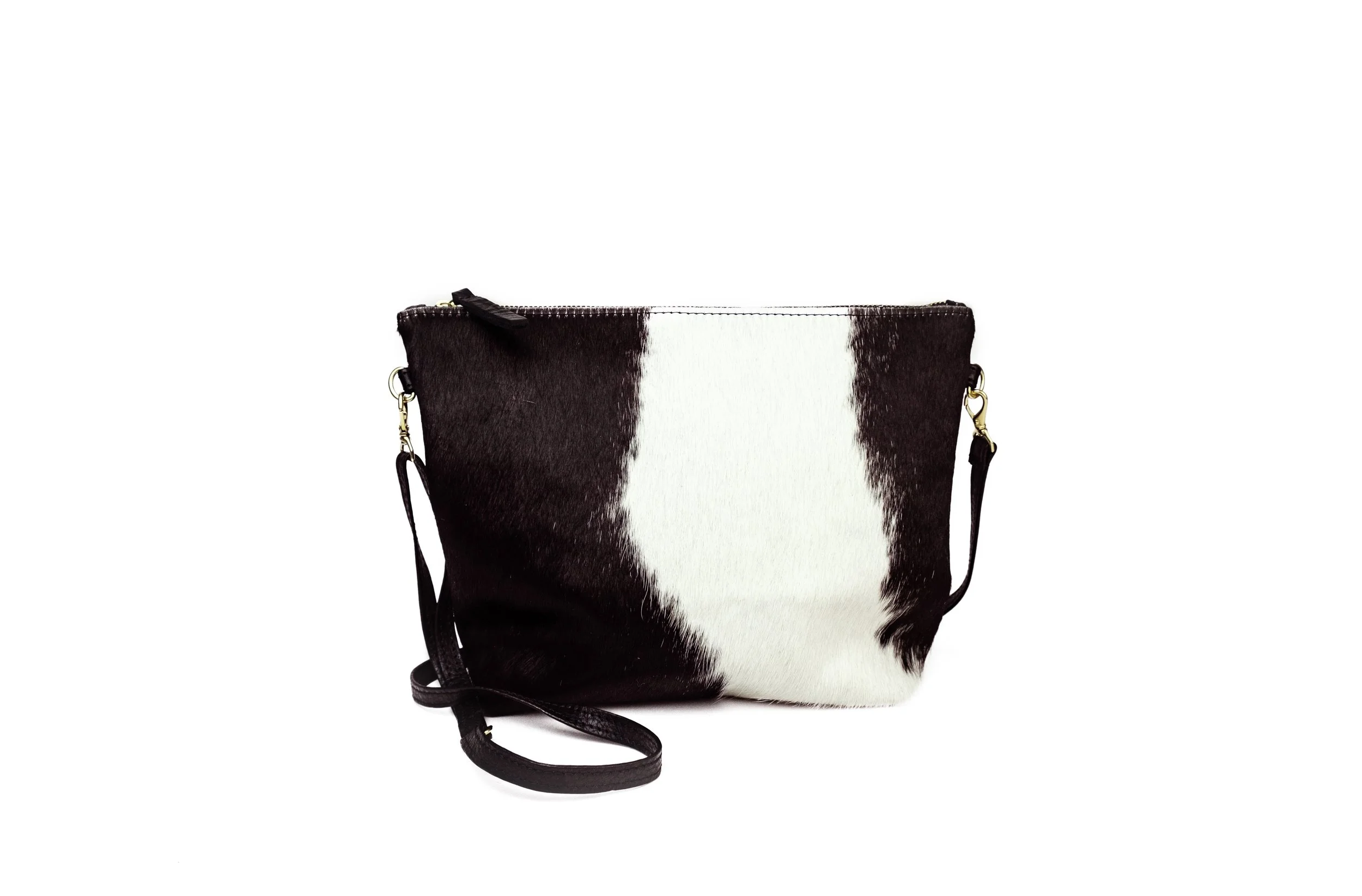 【SPERONE】Cowhide Mini Bag PRIMECUT: BLACK + WHITE COWHIDE MINI HOBO